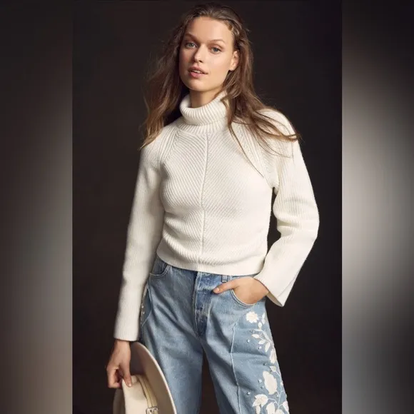 ✨ Anthropologie Cropped Turtleneck Sweater Sz 1X