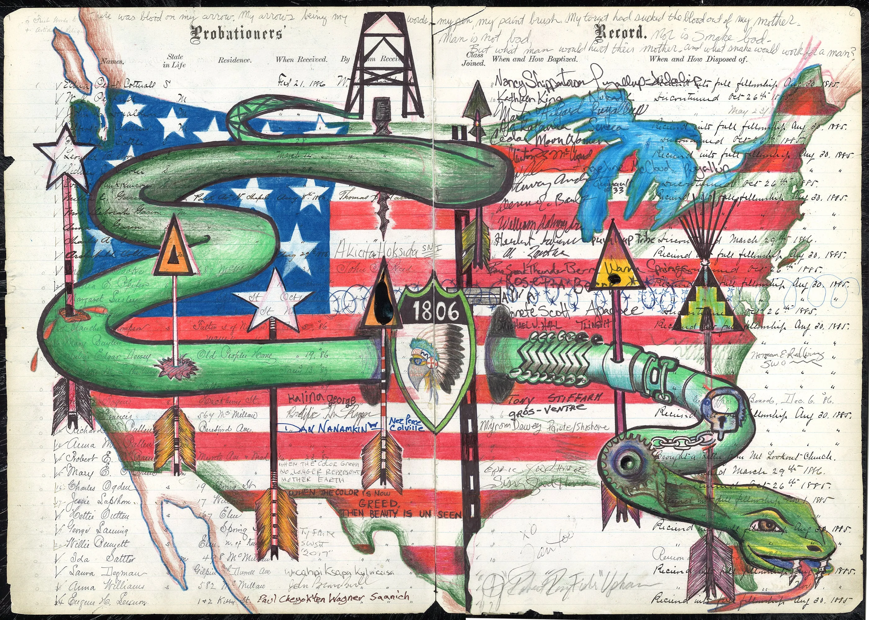 1806 Green Snake Ledger Prints