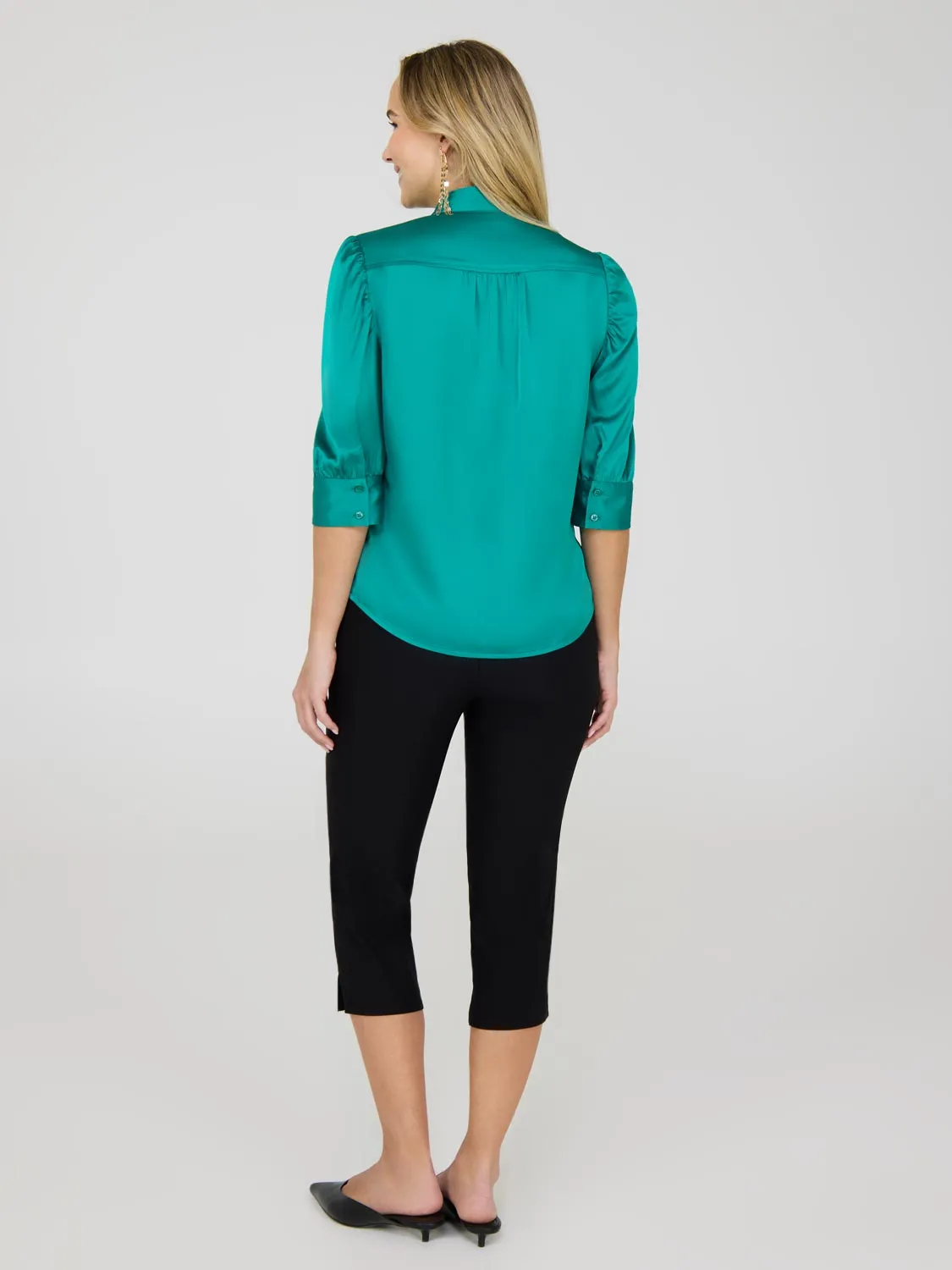 3/4 Sleeve Satin Blouse