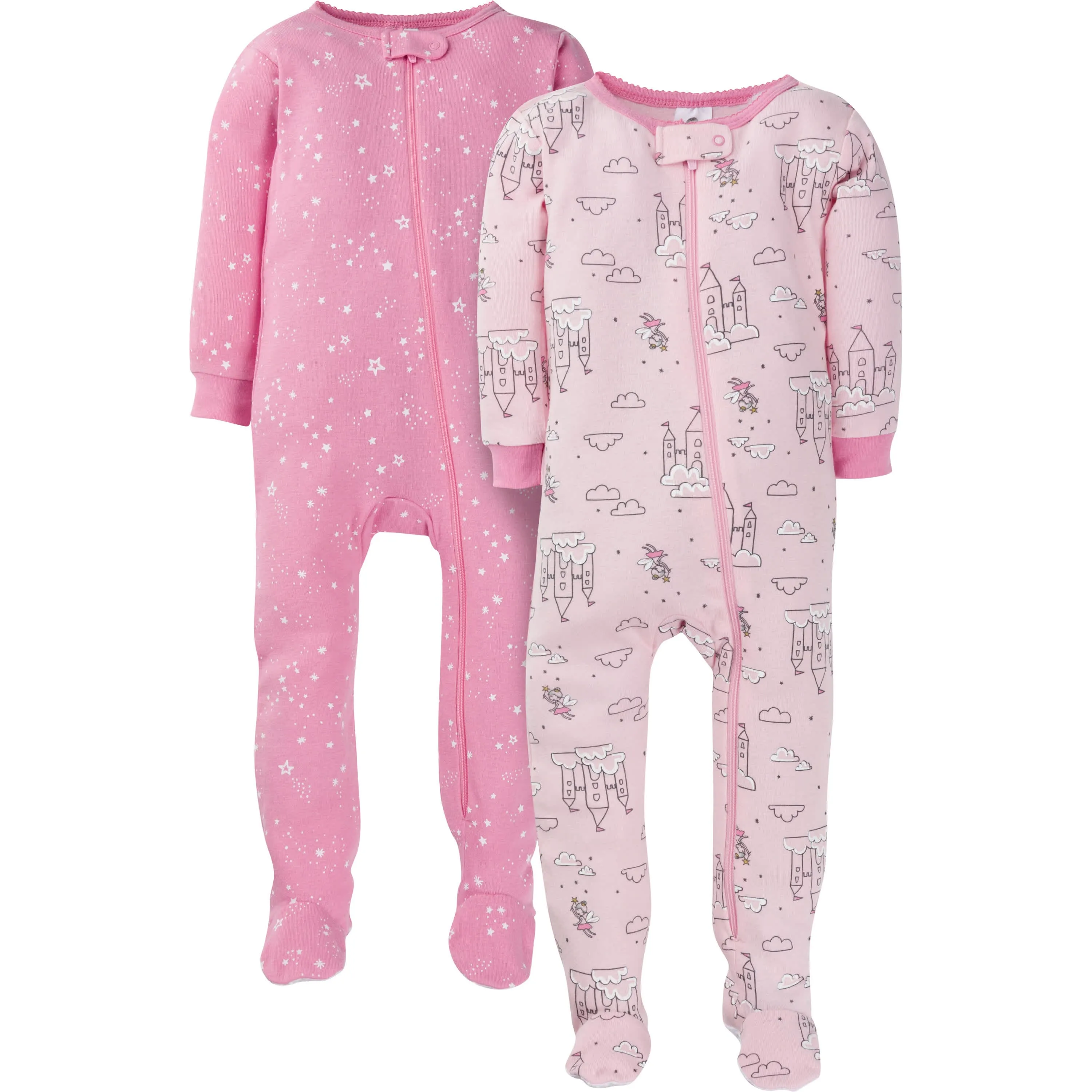 4-Pack Infant & Toddler Neutral Rainbow & Castle Snug Fit Footed Cotton Pajamas