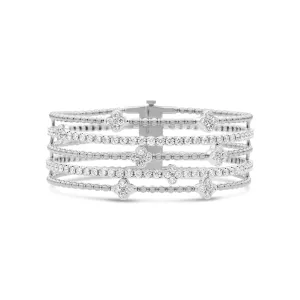 5-Row Clover Beaded Diamond Flex Bangle