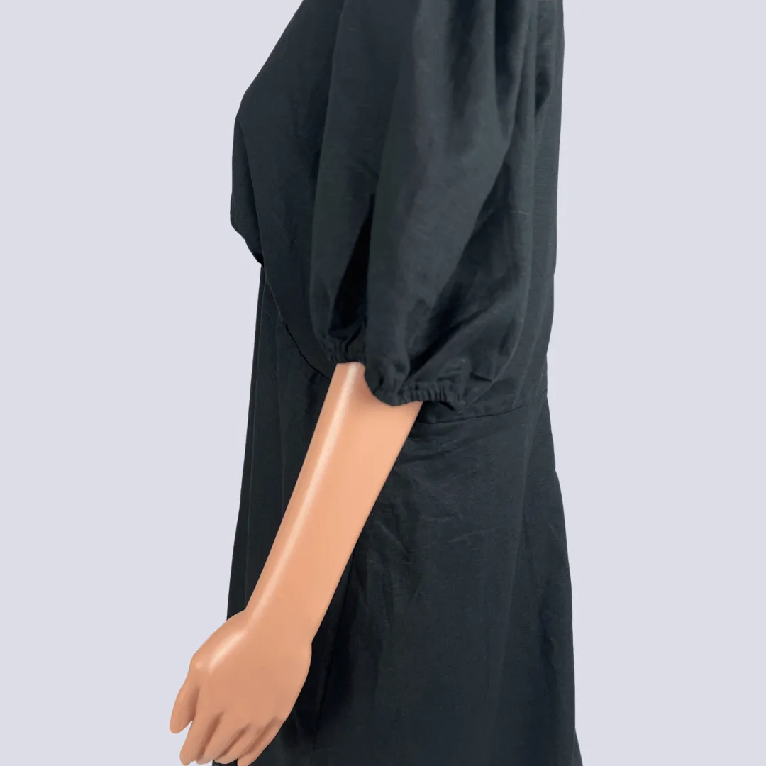 A&H Thalia Vneck Linen Blend Mini Dress 18