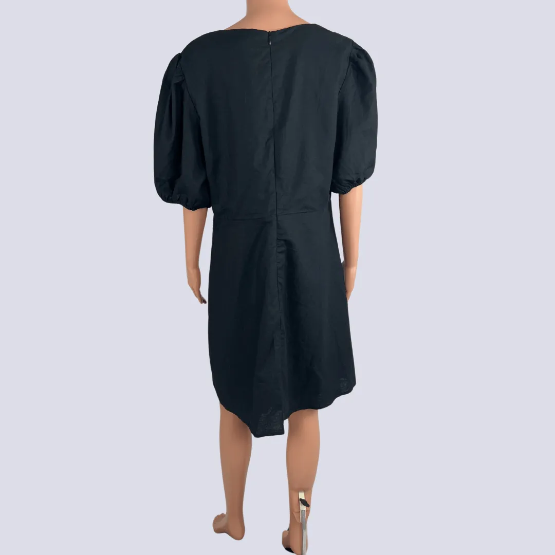 A&H Thalia Vneck Linen Blend Mini Dress 18