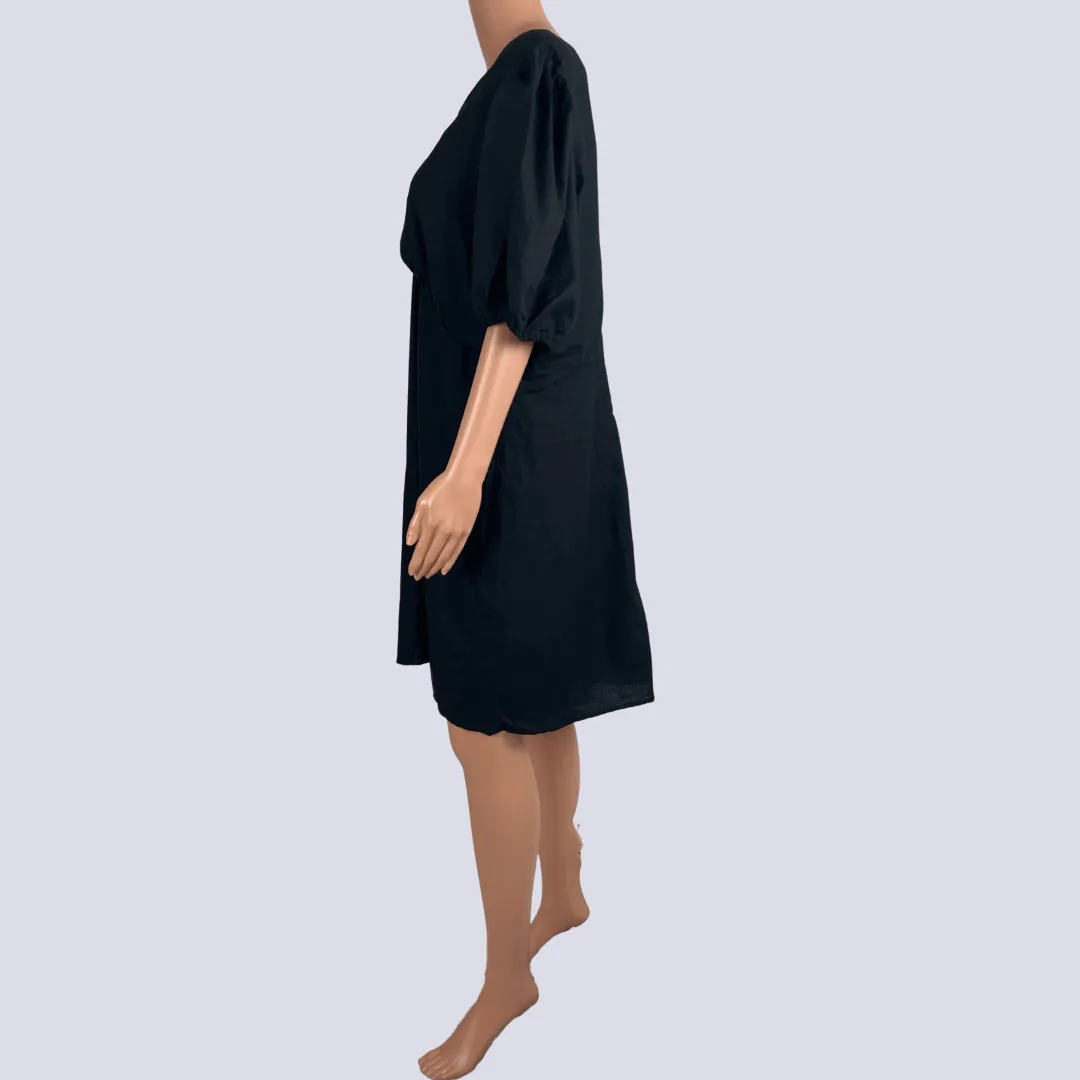A&H Thalia Vneck Linen Blend Mini Dress 18