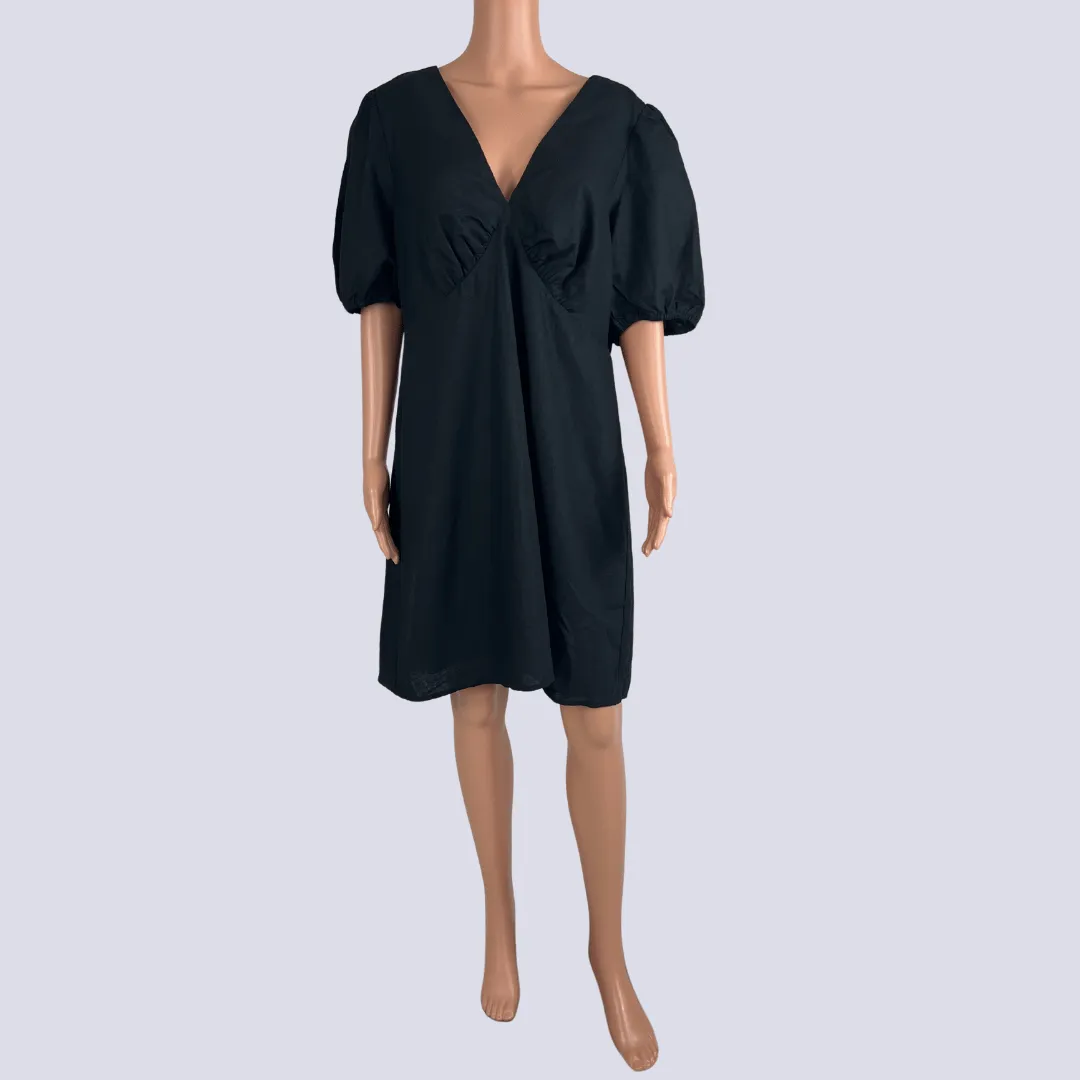 A&H Thalia Vneck Linen Blend Mini Dress 18