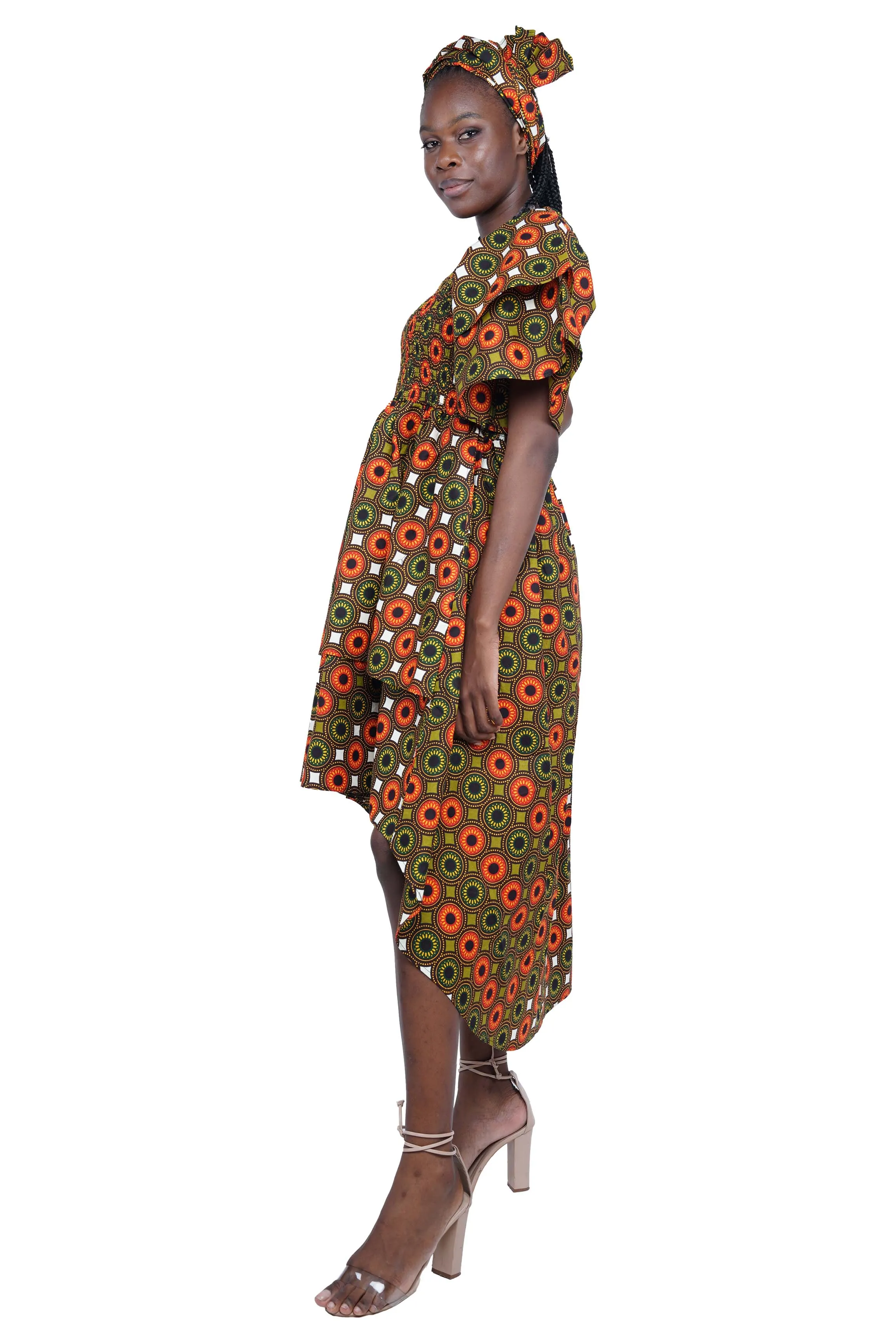 African Tiered High Low Dress