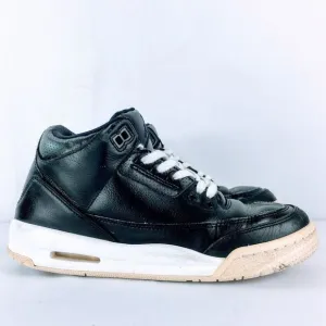 Air Jordan 3 Retro BG Kid Sneaker 398614-020 Black White Leather Sz 5.5 Y