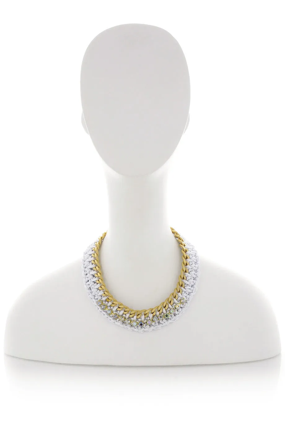 ALBERTO GALLETI ANNELIESE White Woven Crystal Necklace