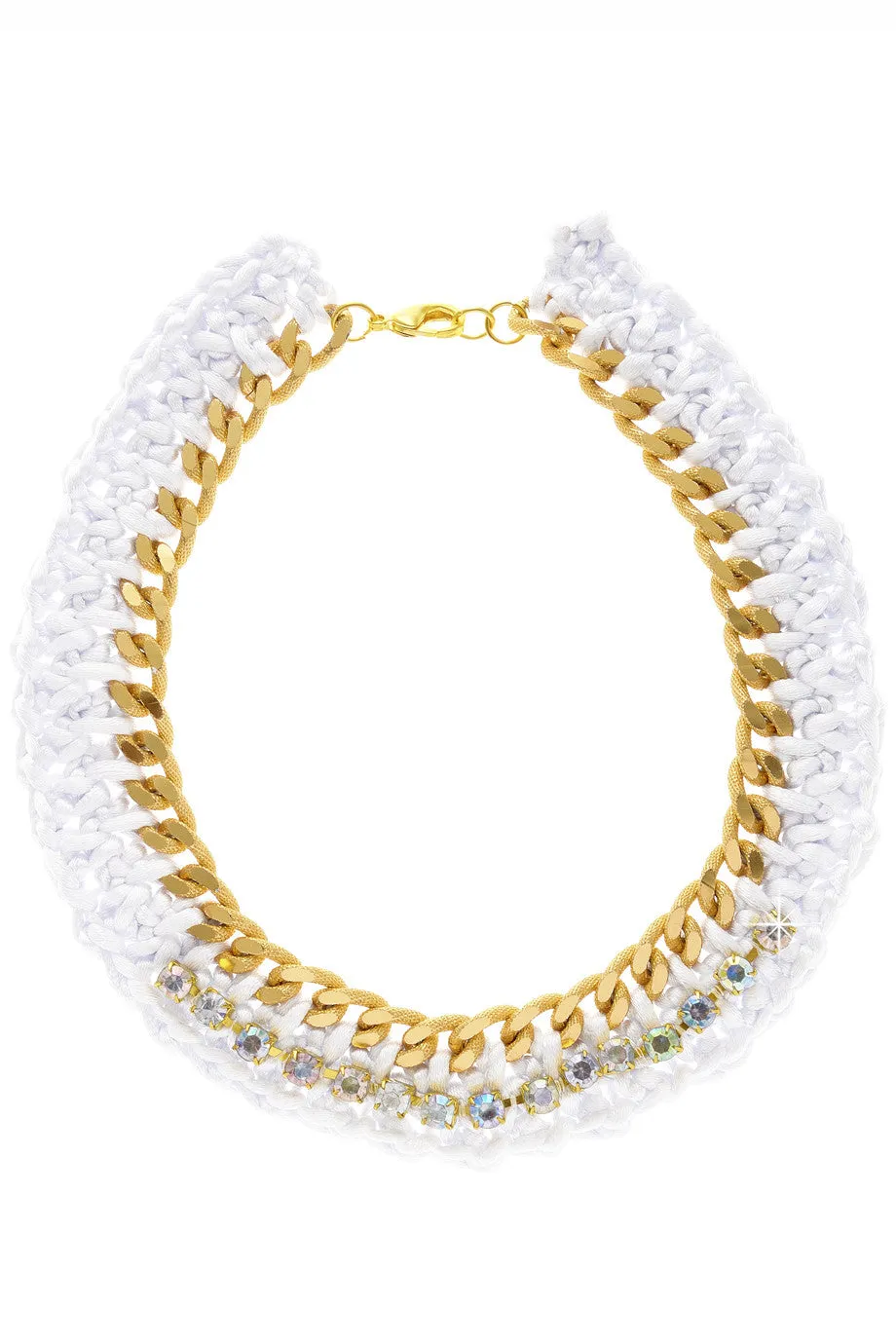 ALBERTO GALLETI ANNELIESE White Woven Crystal Necklace