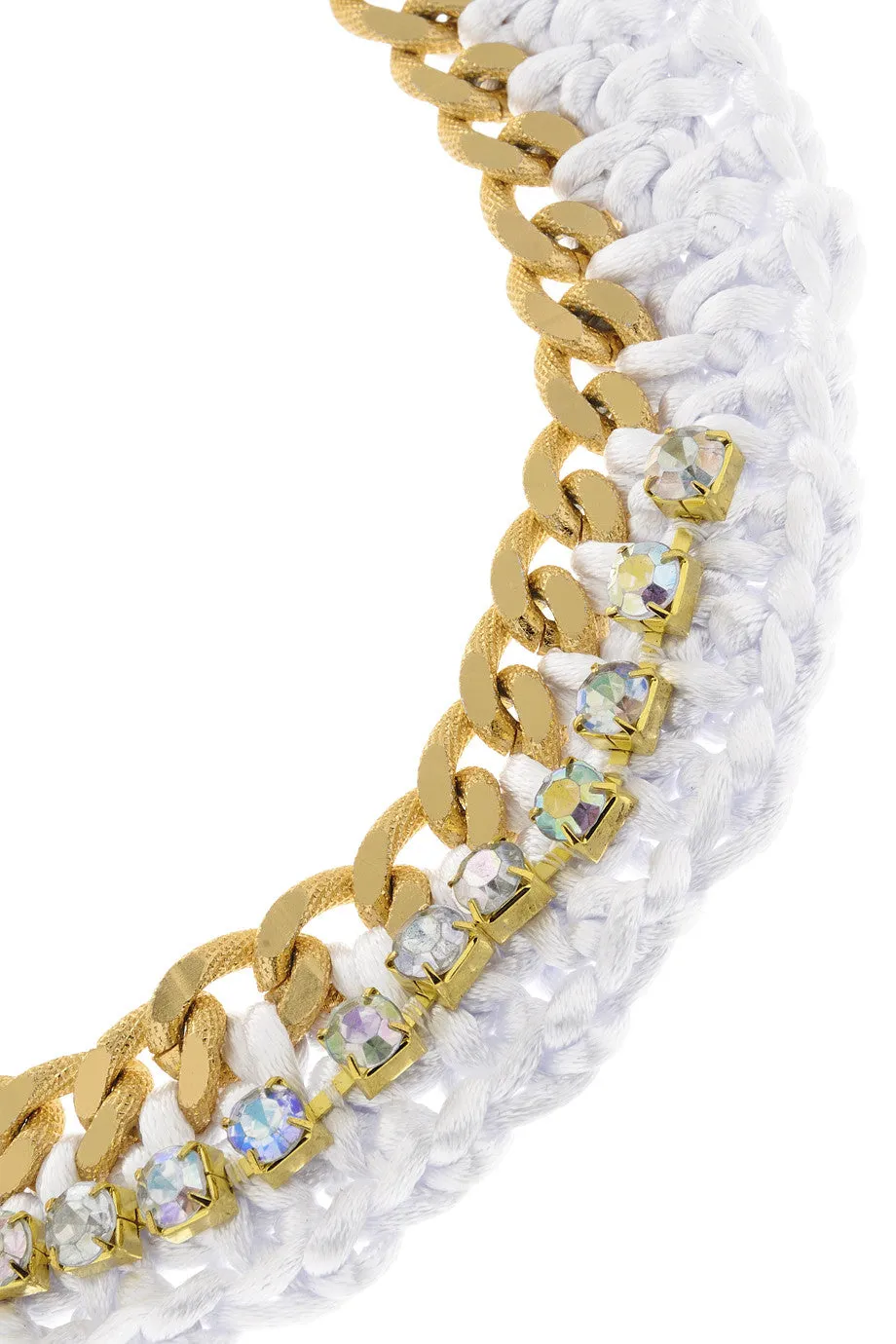 ALBERTO GALLETI ANNELIESE White Woven Crystal Necklace