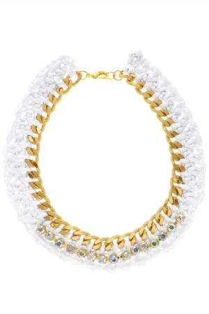 ALBERTO GALLETI ANNELIESE White Woven Crystal Necklace