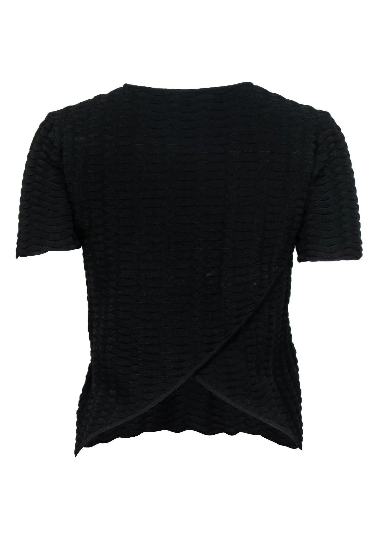 A.L.C. - Black Scale & Ribbed Texture Short Sleeve Shirt Sz S