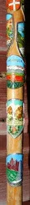 Antique Walking Stick 23 Badges Medallions Stocknagels 32 1/2 Inches Long