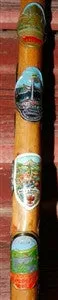 Antique Walking Stick 23 Badges Medallions Stocknagels 32 1/2 Inches Long