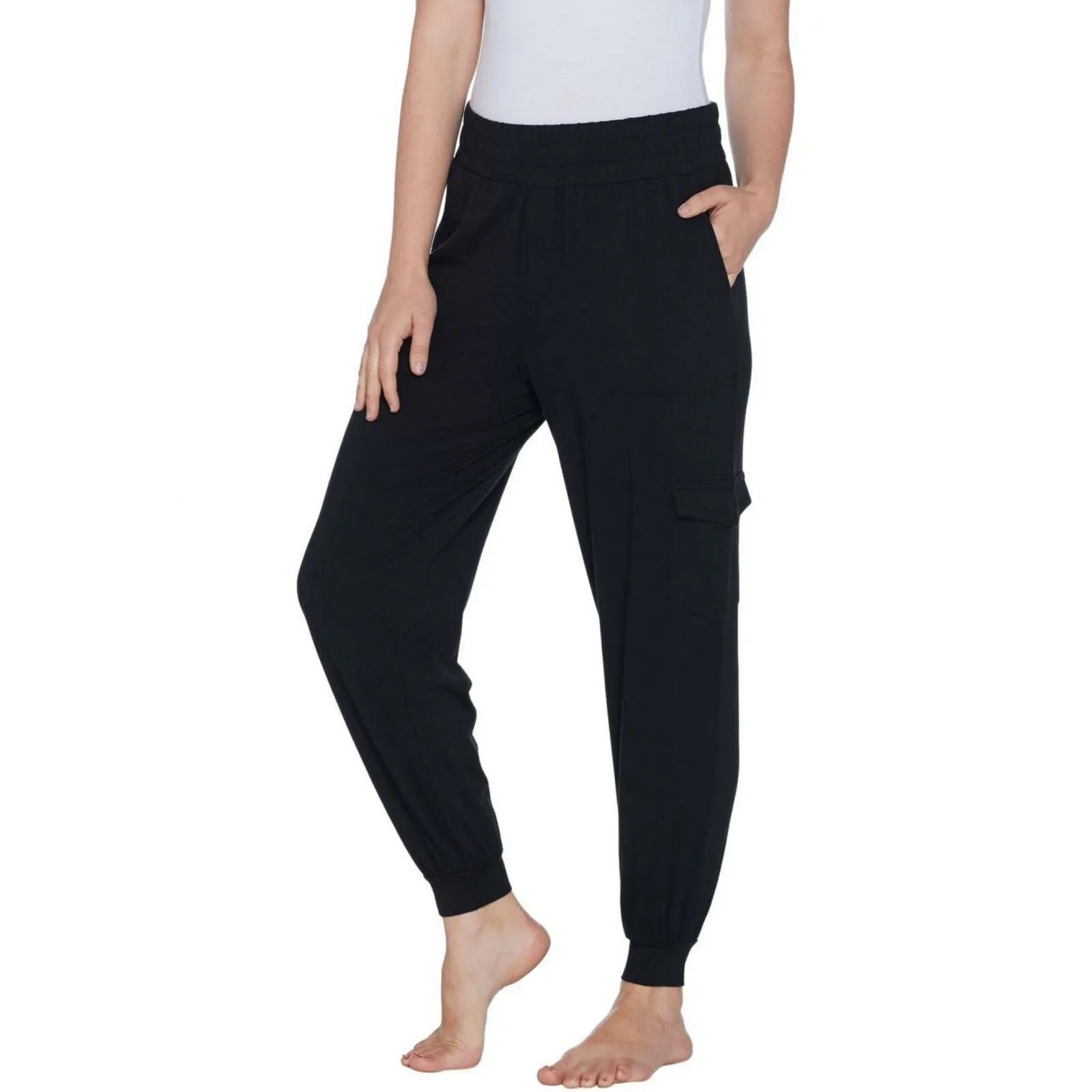 AnyBody Cozy Knit Cargo Jogger Pants XXS TALL Black