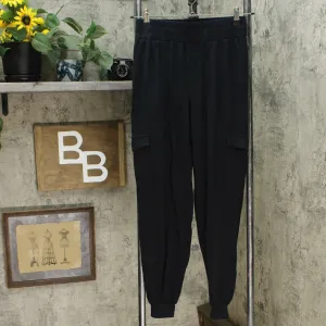 AnyBody Cozy Knit Cargo Jogger Pants XXS TALL Black