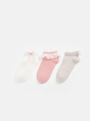 Baby Girls Booties Socks 3-Piece