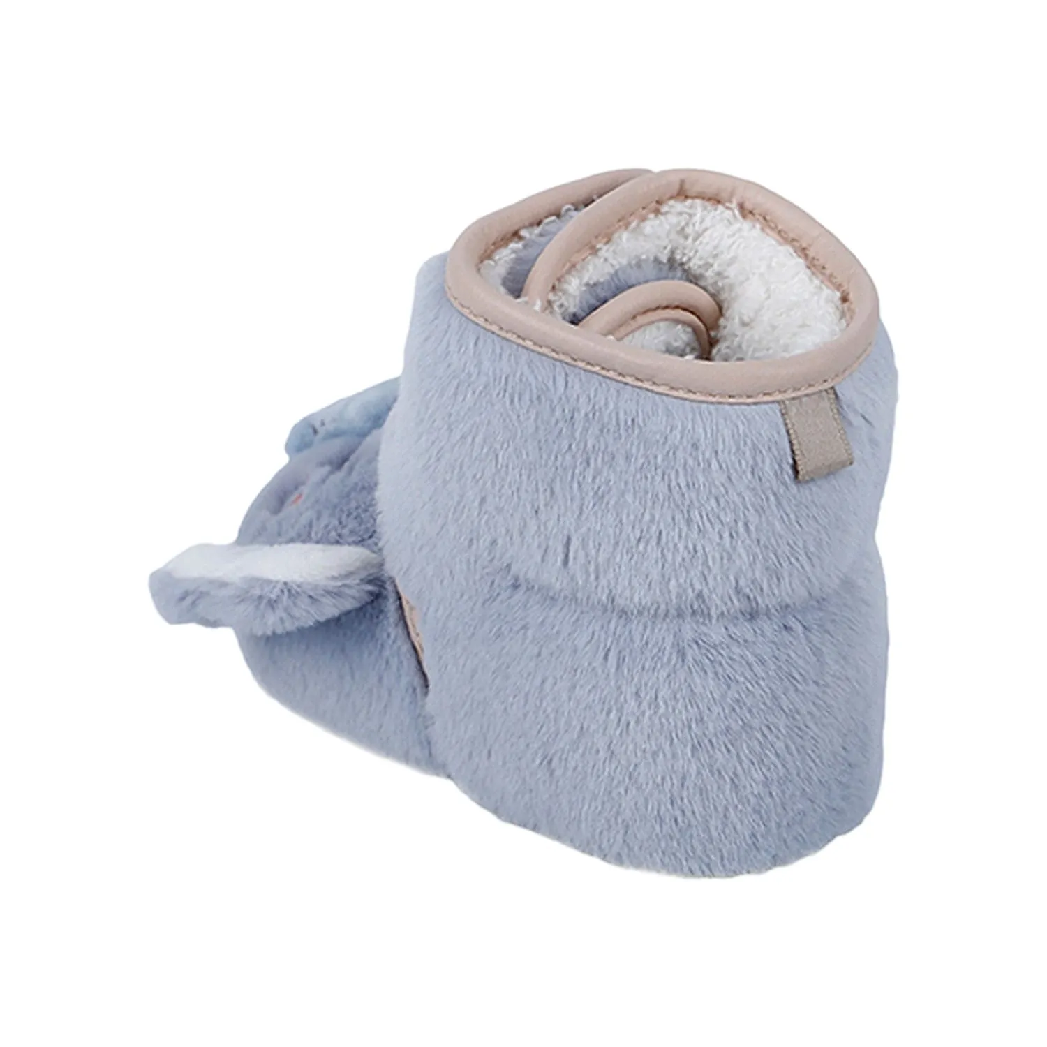 Baby Moo 3D Elephant Cozy Soft Velcro Furry Booties - Blue