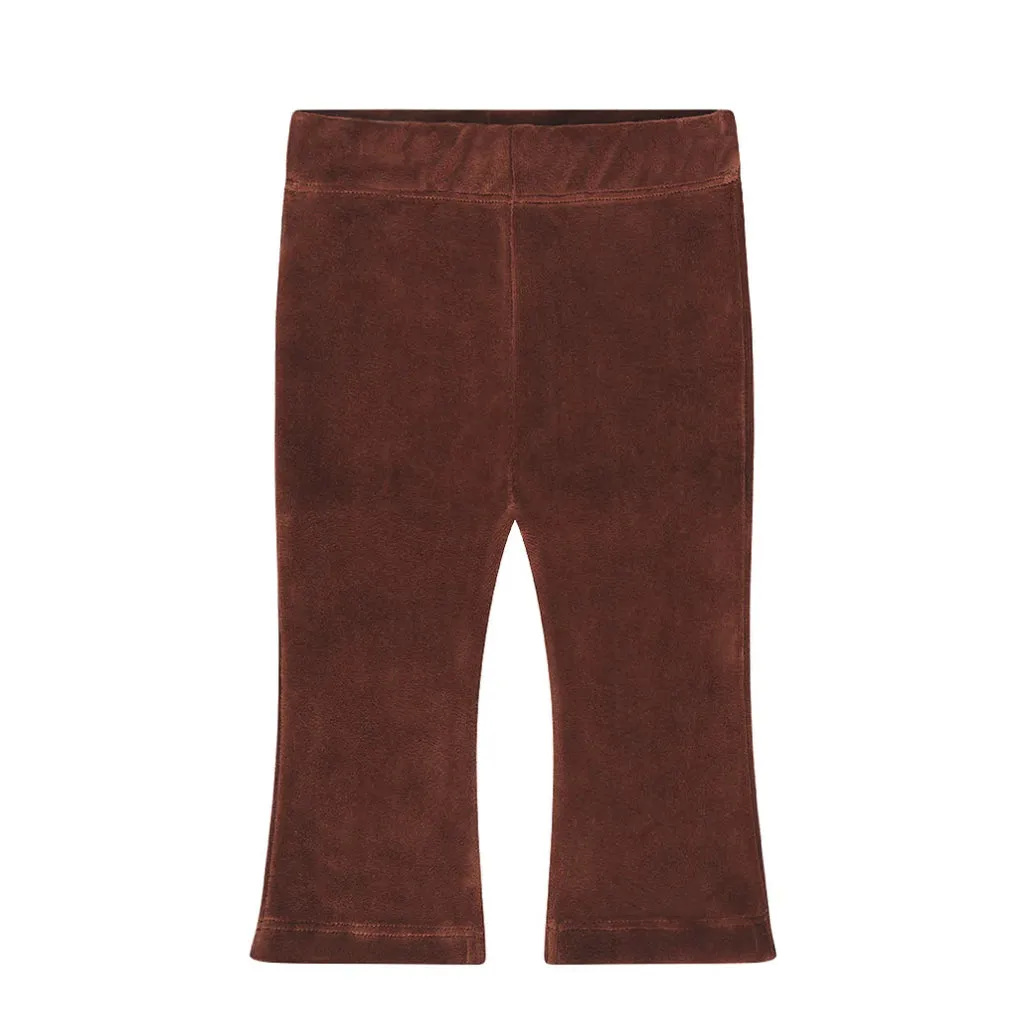 Baby/Toddler Girls Flared Brown Velour Pants: Size 12-24M