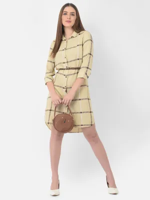 Beige Check Shirt Dress