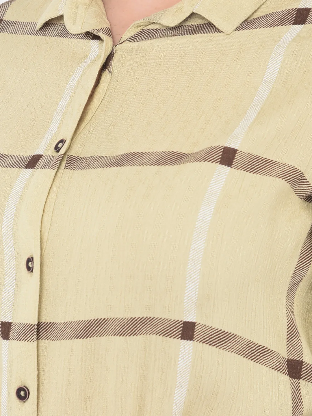 Beige Check Shirt Dress