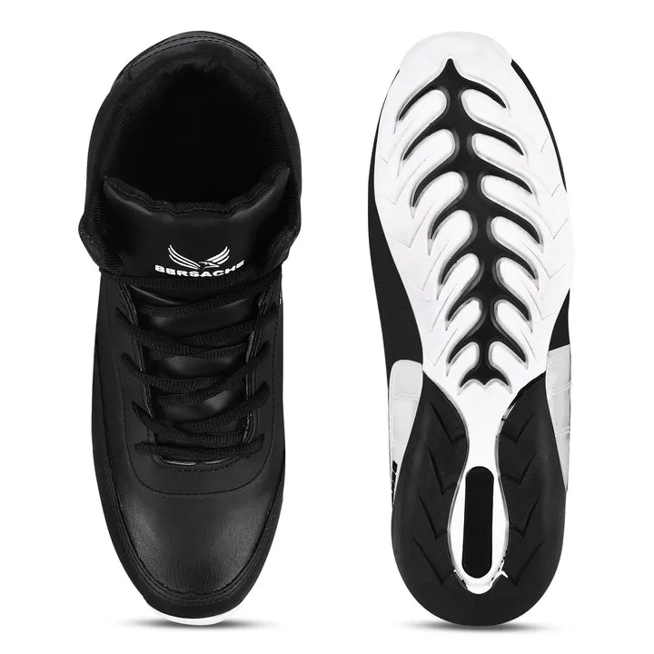 Bersache Lightweight Sports Running Shoes For Men Black-9017