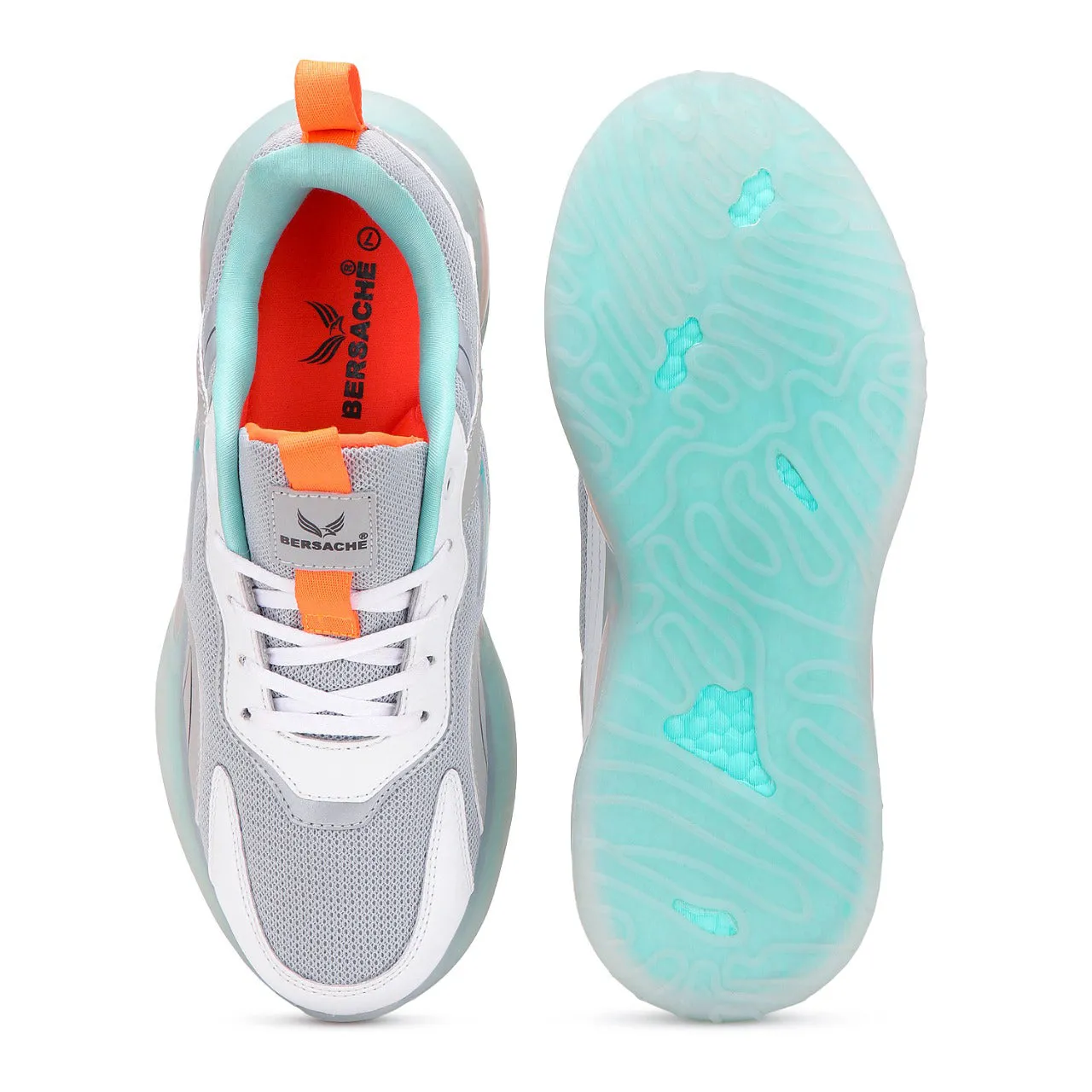 Bersache Lightweight Sports Running Shoes For Men Grey-9050