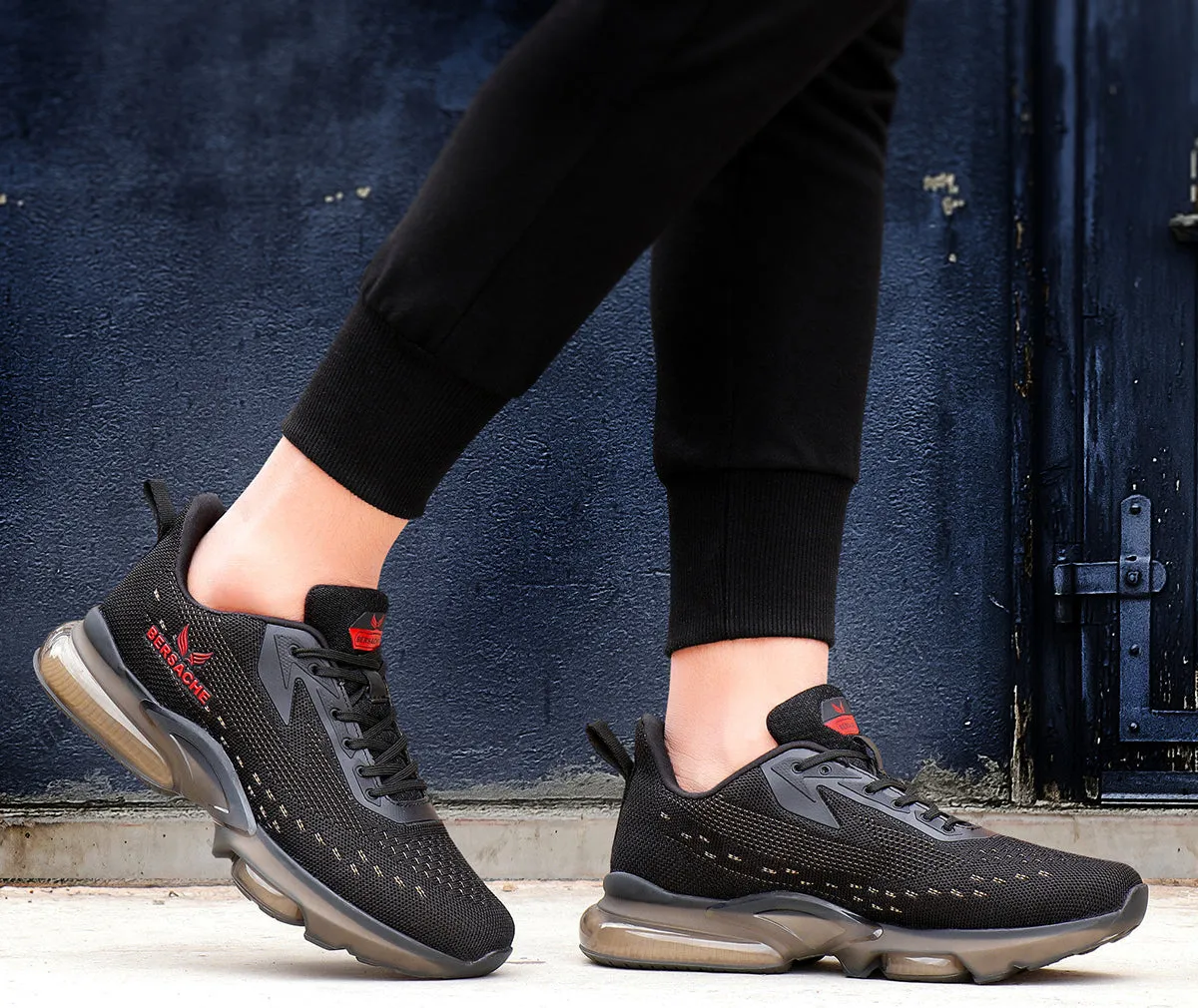 Bersache Running Sports Shoes For Men  Black-9030