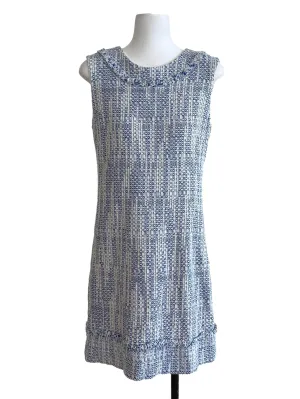 Blue Woven Fabric Sleveless Top