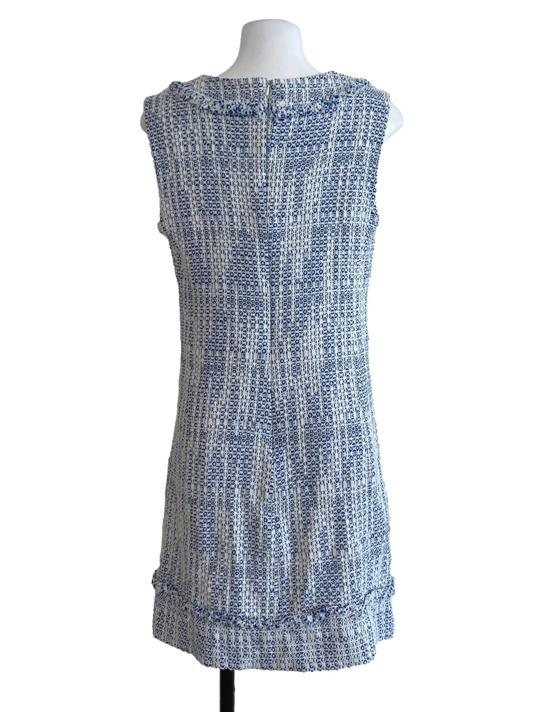 Blue Woven Fabric Sleveless Top