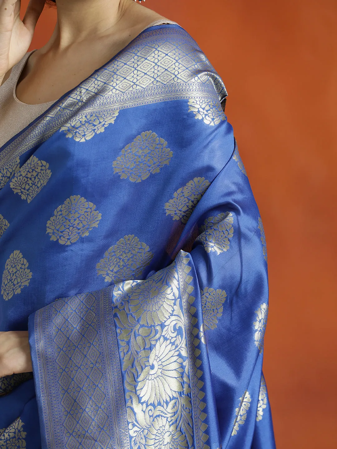 Blue Zari Woven Design Banarasi Saree