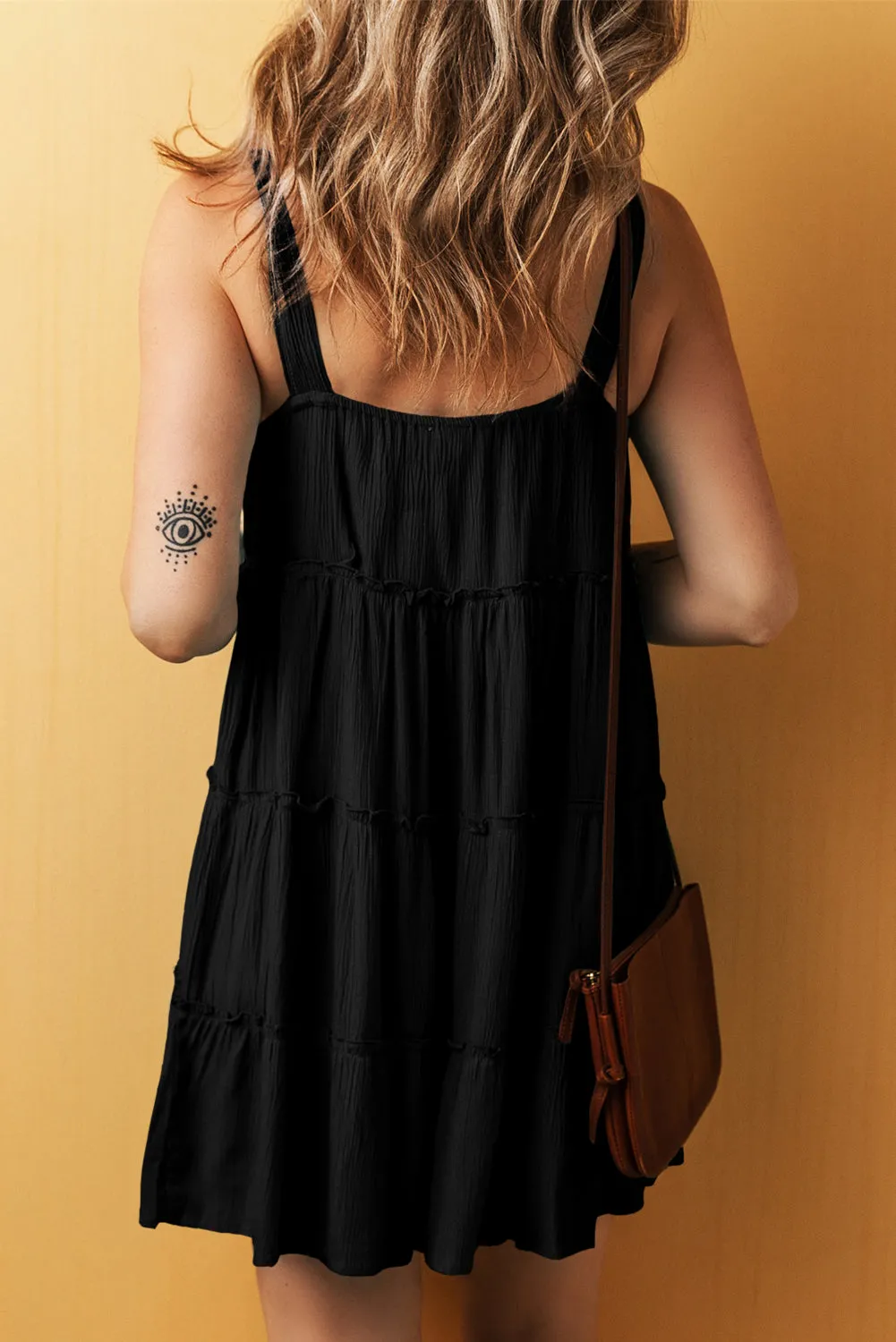 Button Tiered Sleeveless Dress