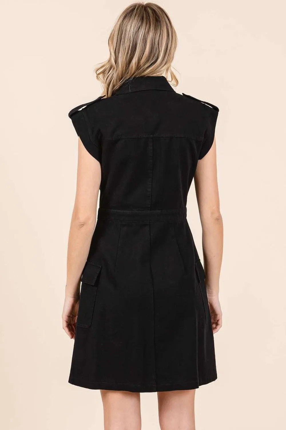 Cargo Pocket Half Button Mini Dress For Women – Casual Mini Dress, Buttoned Dress, Pocketed Dress, Versatile Dress, Trendy Mini Dress