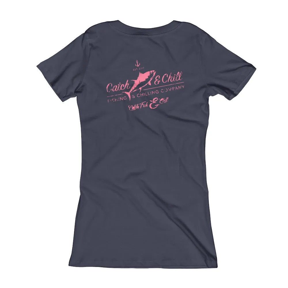 CATCH FISH & CHILL WOMEN'S VINTAGE V TEE