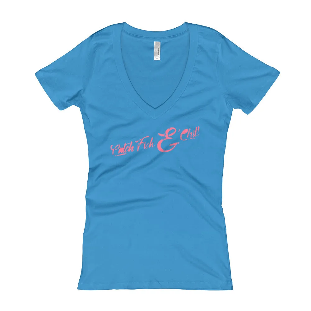 CATCH FISH & CHILL WOMEN'S VINTAGE V TEE
