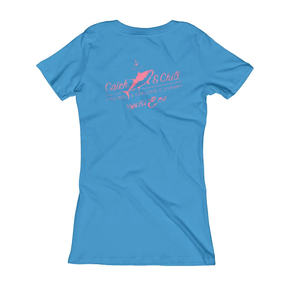 CATCH FISH & CHILL WOMEN'S VINTAGE V TEE