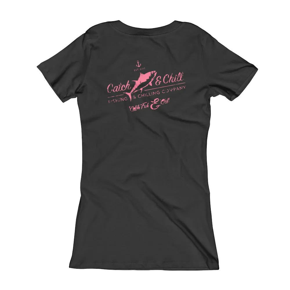 CATCH FISH & CHILL WOMEN'S VINTAGE V TEE
