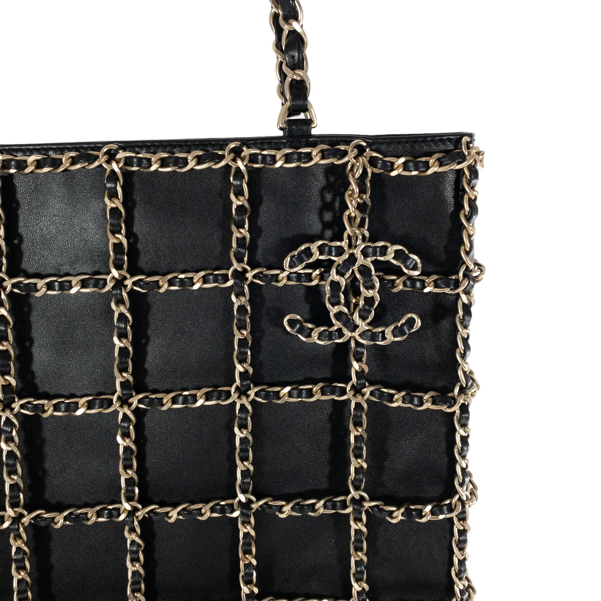 Chanel Woven Chain Frame Shopping Tote