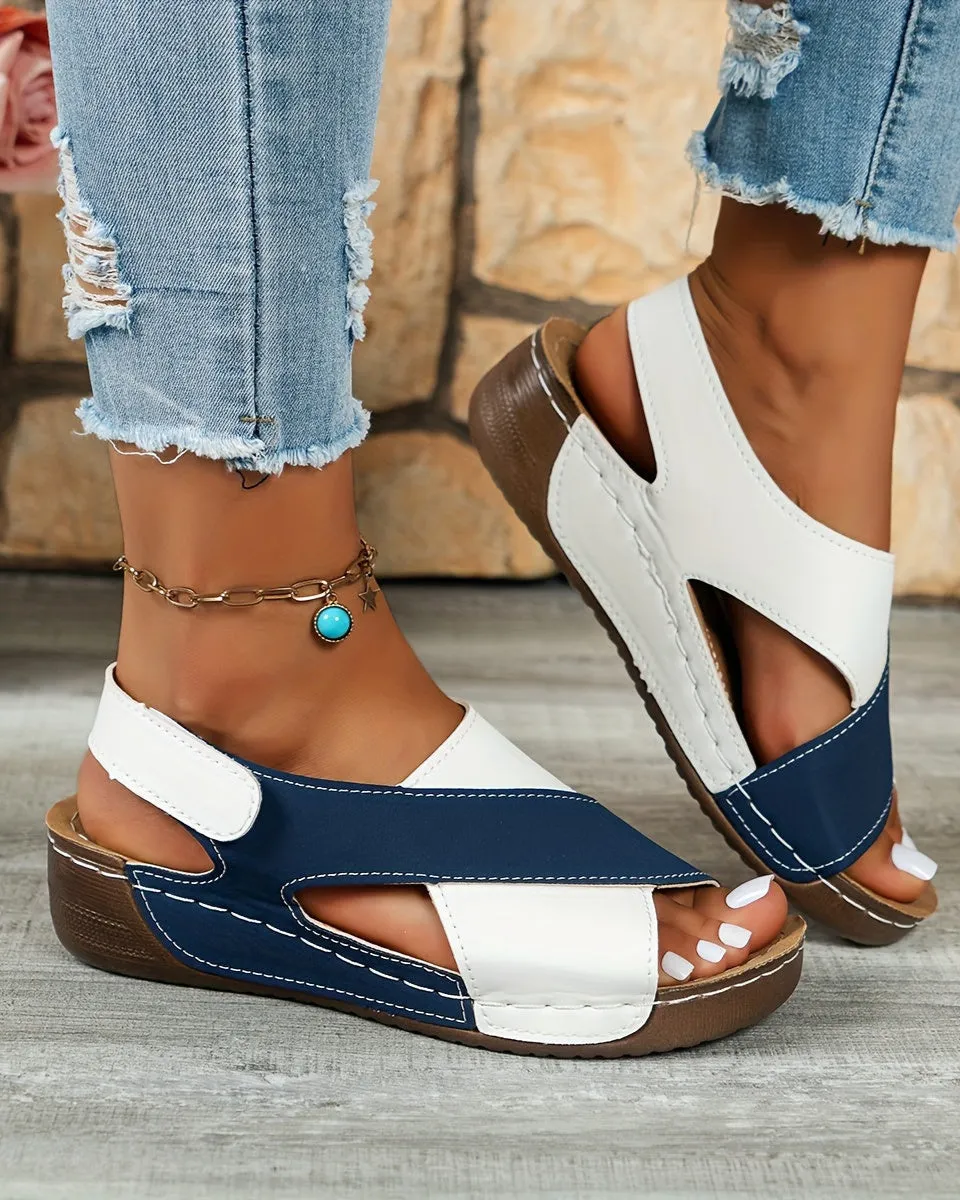 Colorblock Comfort Wedge Sandals