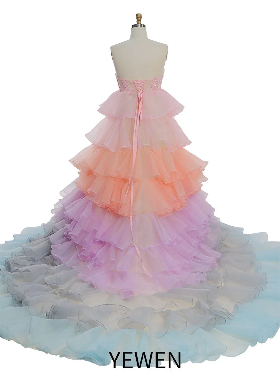 Colorful Maternity Dress for Photo Shoot High waist Woman Maxi Dress Front Slit  YW221117
