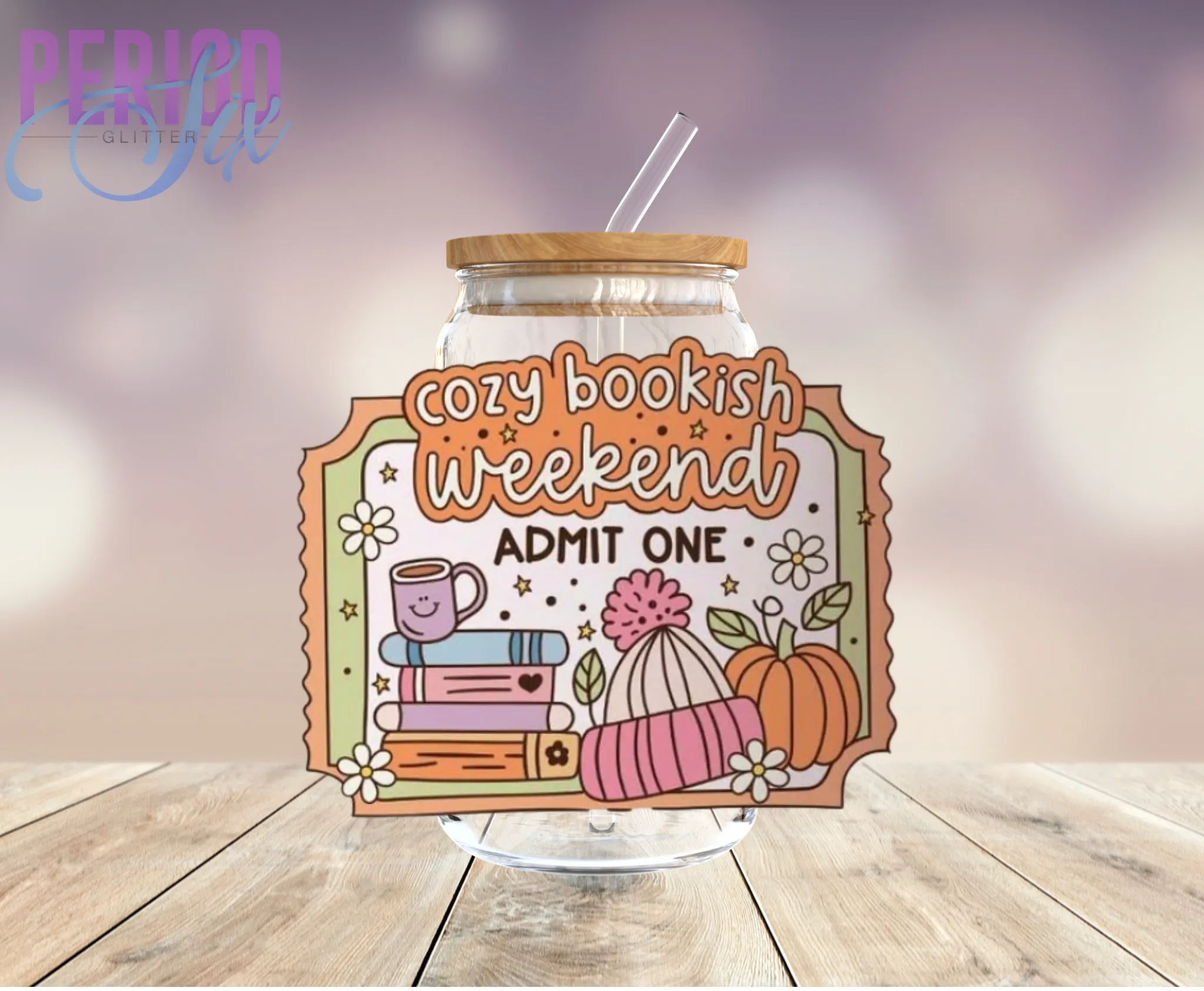 Cozy Bookish Weekend Ticket UV DTF Decal