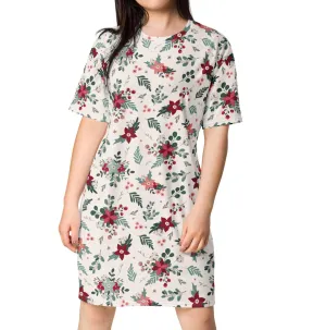 Cozy Christmas Poinsettia Nightshirt (XS-6XL)