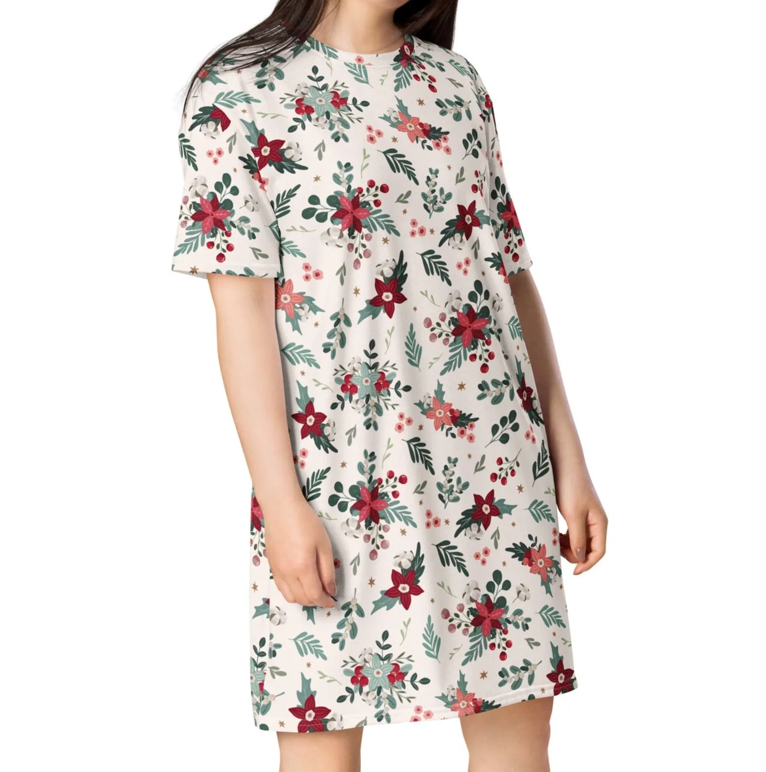 Cozy Christmas Poinsettia Nightshirt (XS-6XL)