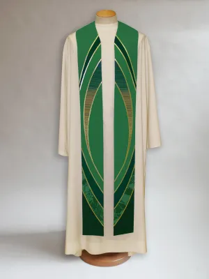 Curvilinear Woven Green Stole
