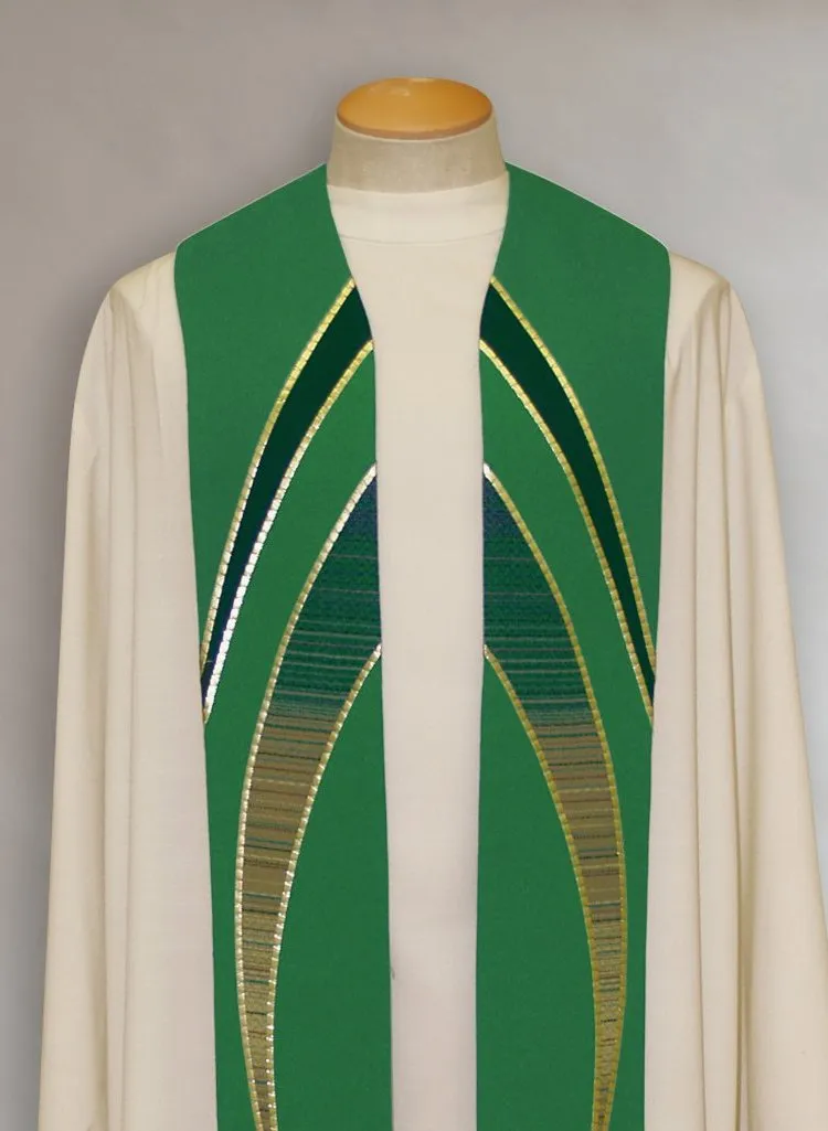 Curvilinear Woven Green Stole