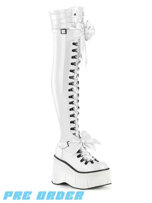 DEMONIA KERA 303 PLATFORM BOOTS - WHITE PATENT ✰ PRE ORDER ✰