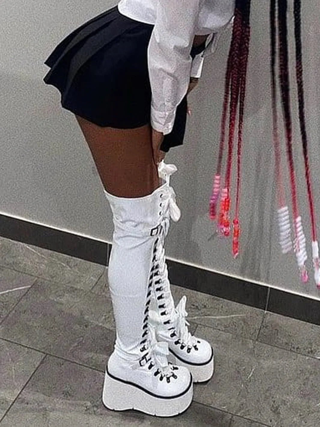 DEMONIA KERA 303 PLATFORM BOOTS - WHITE PATENT ✰ PRE ORDER ✰