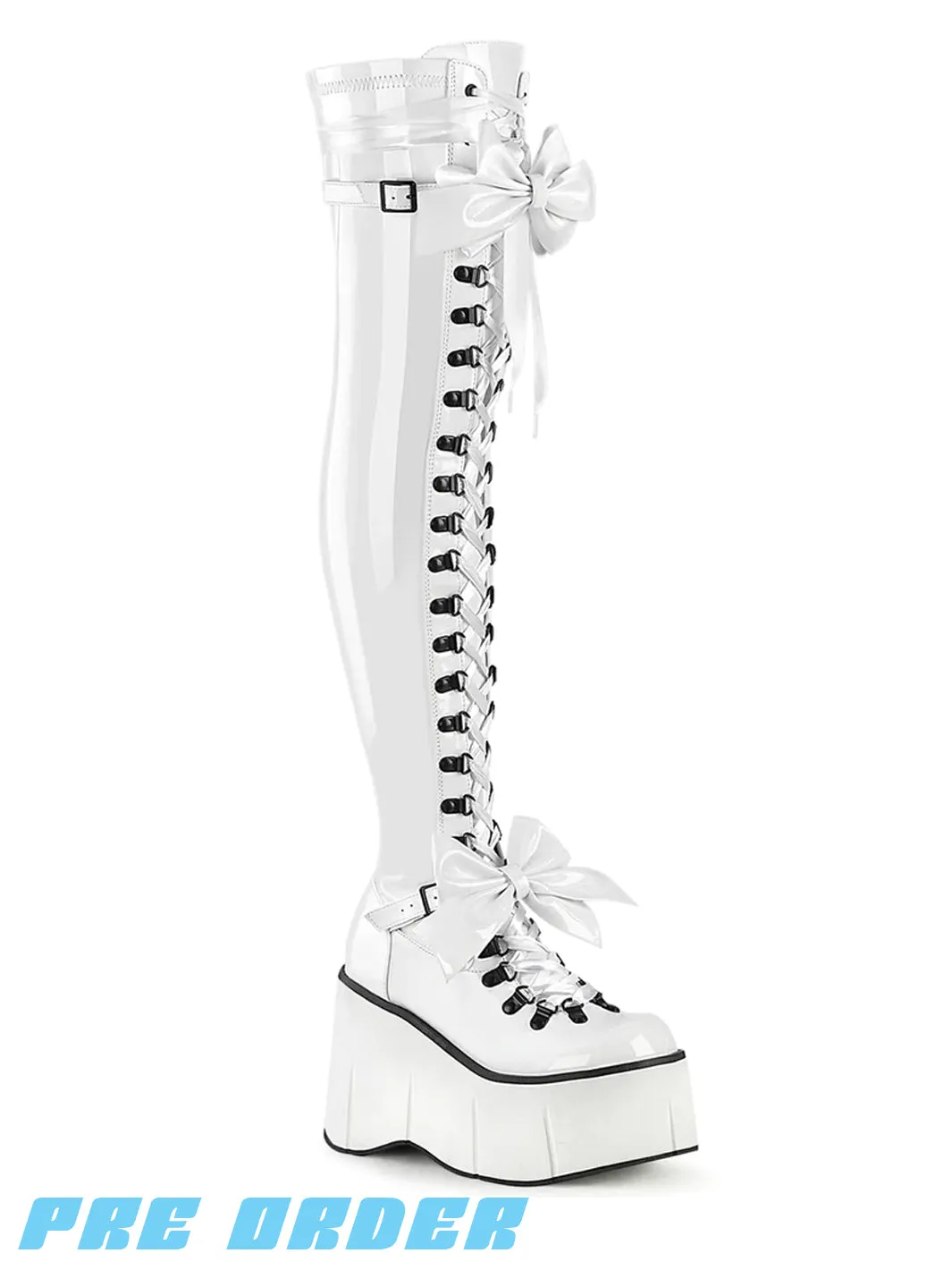DEMONIA KERA 303 PLATFORM BOOTS - WHITE PATENT ✰ PRE ORDER ✰