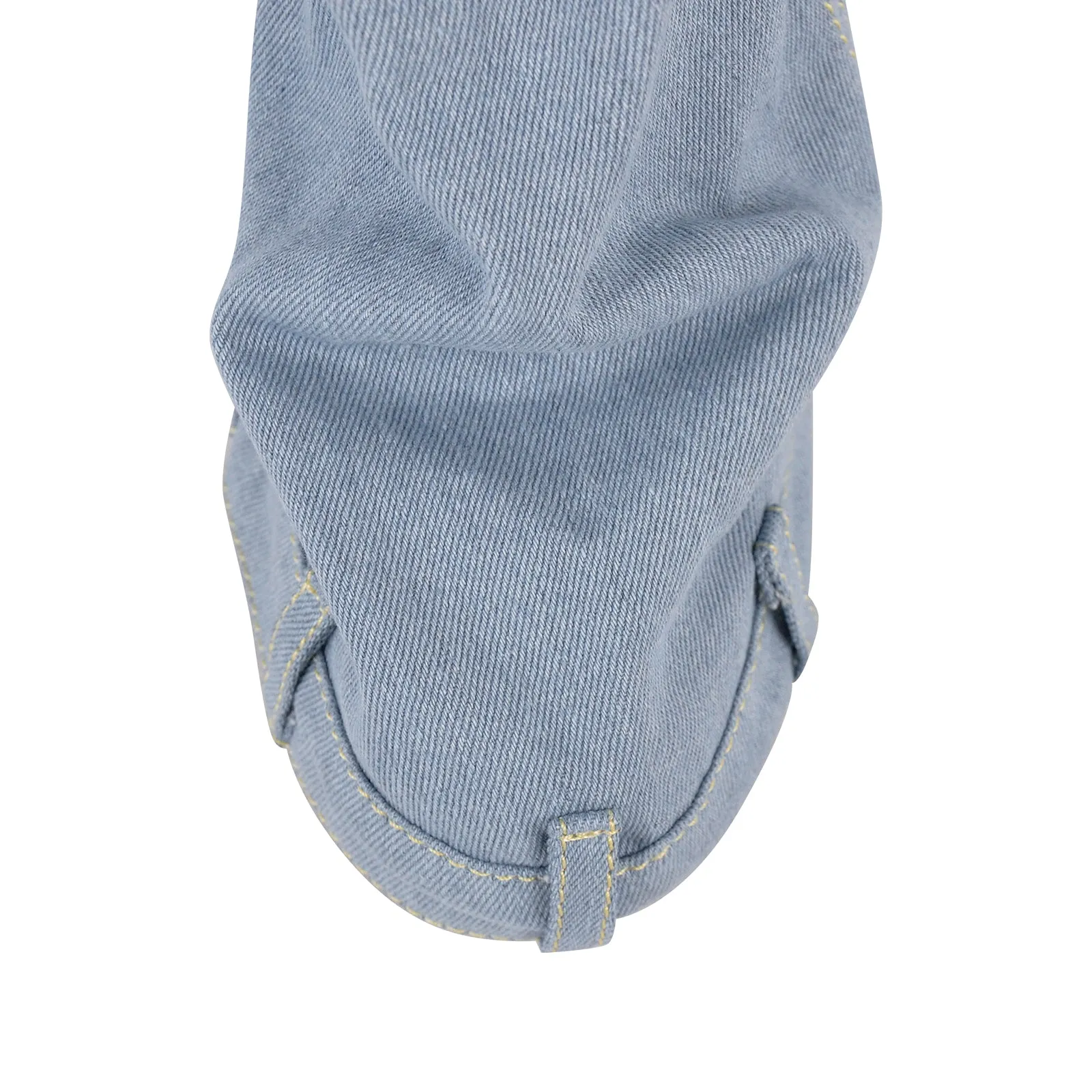 Denim Round Toe Wedge Heel Mid-Calf Fold Over Boots