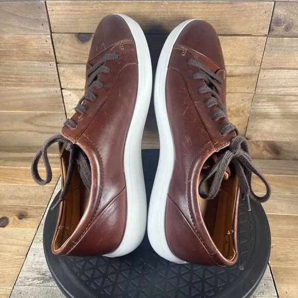 ECCO Soft 7 Mens Size 10 City Tan Leather Lace Up Casual Comfort Sneakers